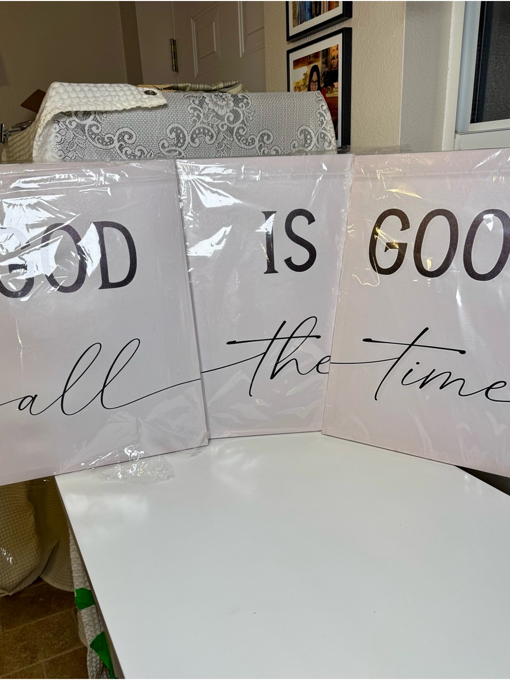 New 3PC “God is Good, All the Time” Canvas Wall Art Sign Set, 16x20 Scripture